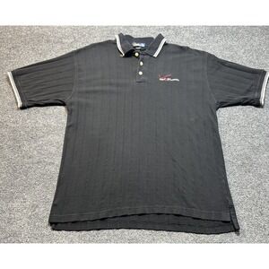 Men's Vintage Verizon Wireless Black Polo Uniform L Short Sleeve Collared Shirt